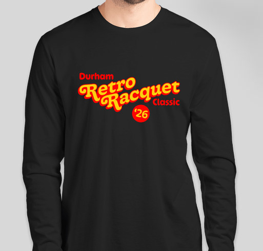Black long-sleeve Durham Retro Racquet Classic ’26 shirt